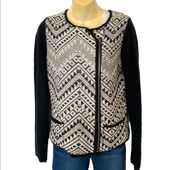 LUCKY BRAND | Knit Aztec Moto Sweater Jacket - Picture 3 of 8